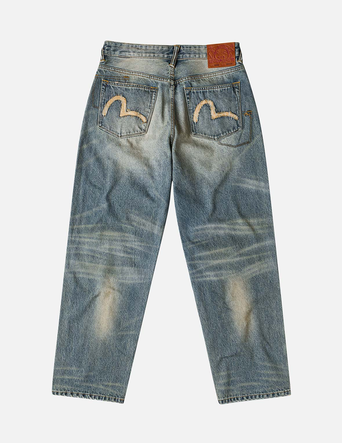 多口袋装饰水洗牛仔裤 #2038